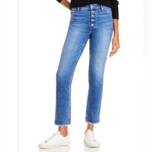 PAIGE Cindy Jeans Sky Song Exposed Button Fly Straight Crop NWT Size 34
